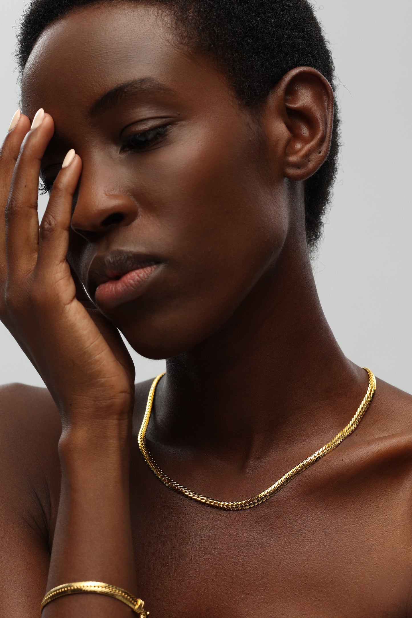 Gold Classic Herringbone Necklace