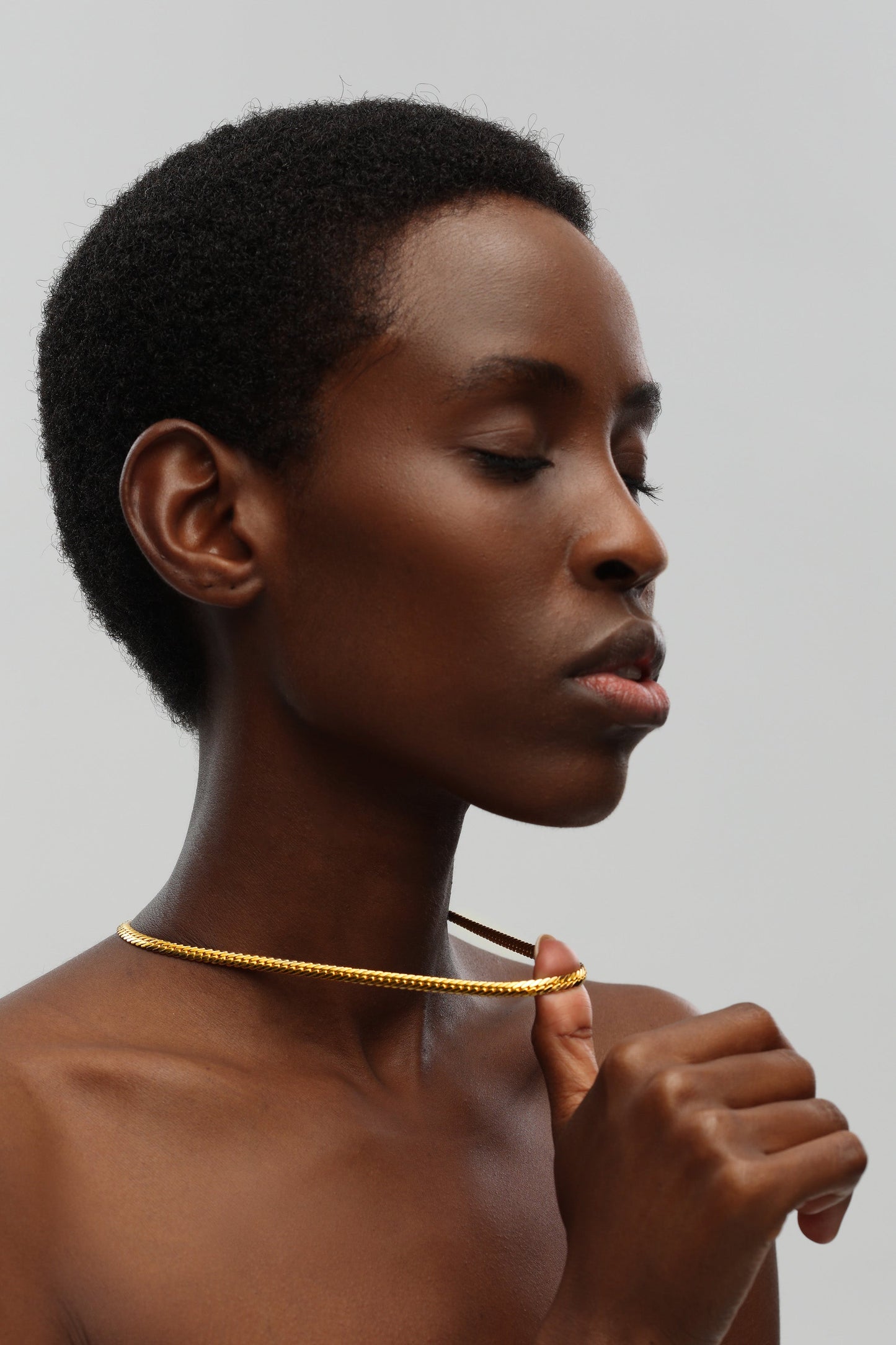 Gold Classic Herringbone Necklace